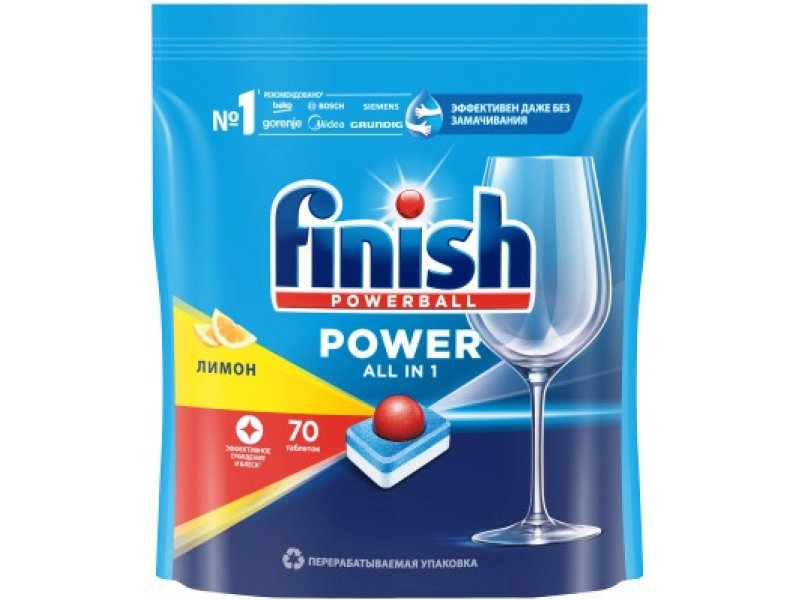 Таблетки для посудомоечных машин Finish Power, 70 шт, лимон Таблетки для посудомоечных машин Finish Power, 70 шт, лимон