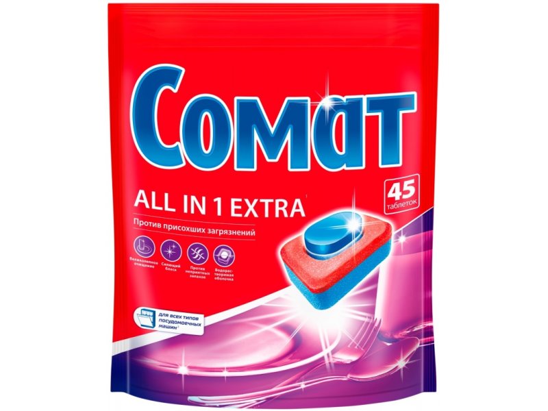 Таблетки для посудомоечных машин Somat All In 1 Extra, 50 шт