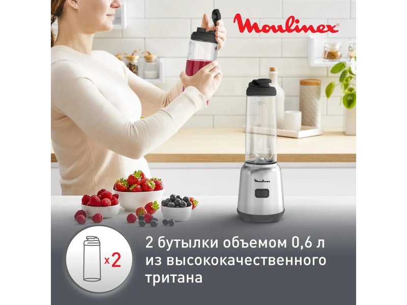 Стационарный блендер Moulinex LM15FD10 300Вт серебристый/черный Стационарный блендер Moulinex LM15FD10 300Вт серебристый/черный