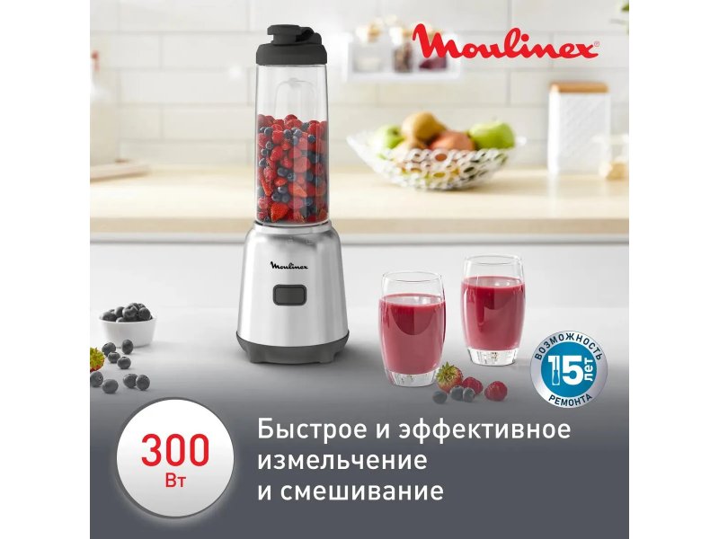 Стационарный блендер Moulinex LM15FD10 300Вт серебристый/черный Стационарный блендер Moulinex LM15FD10 300Вт серебристый/черный