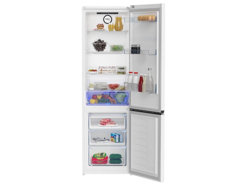 Beko B3RCNK403HW внутренняя компоновка — стеклянные полки, ящики морозильника, система No Frost