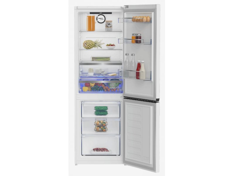 Beko B5RCNK366HDW зона свежести с голубой подсветкой внутри холодильной камеры