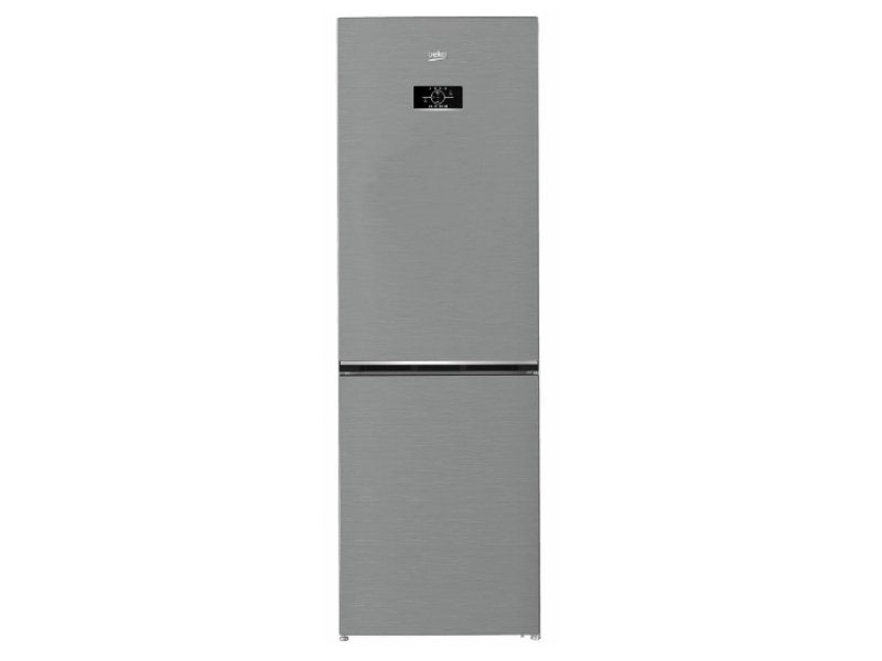 Beko B5RCNK366HDX серебристый двухкамерный холодильник с внешним LED-дисплеем, вид спереди