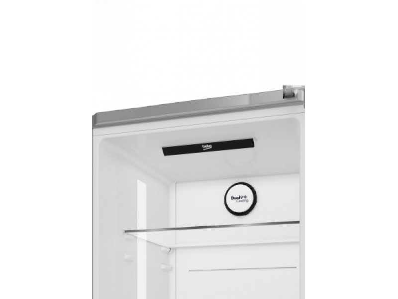 Beko B5RCNK366HDXBR панель управления — внешний LED-дисплей, логотип DualCooling, внутренние полки