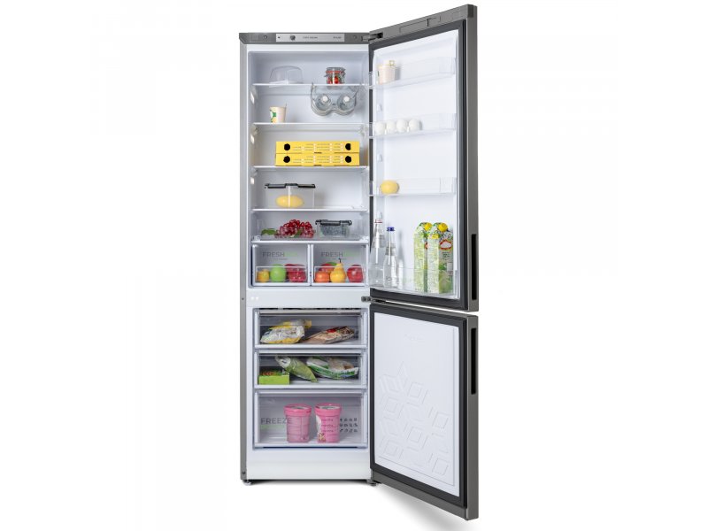 Бирюса Б-M6127 открытый — зона свежести FreshBox, 5 стеклянных полок, полка для бутылок