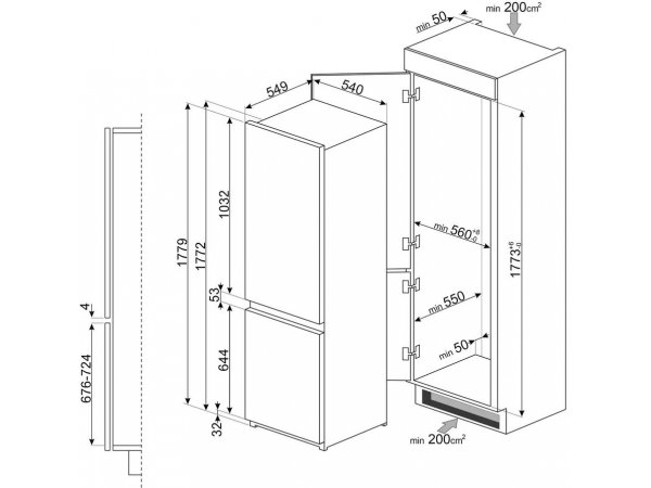 Встраиваемый холодильник Smeg C81721F Встраиваемый холодильник Smeg C81721F