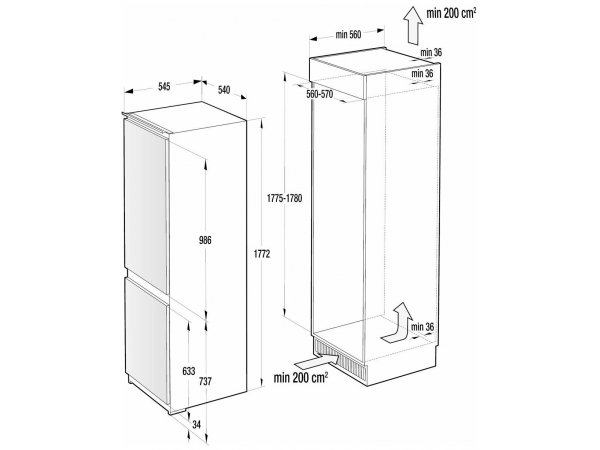Встраиваемый холодильник Gorenje RKI4182E1