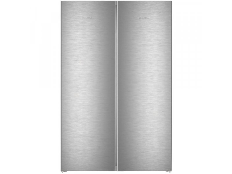 Liebherr XRFsd 5220-22 001 серебристый Side-by-Side вид спереди — металлические двери, две камеры