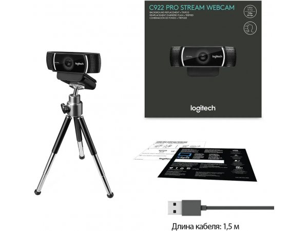 Веб-камера Logitech Pro Stream C922 черный
