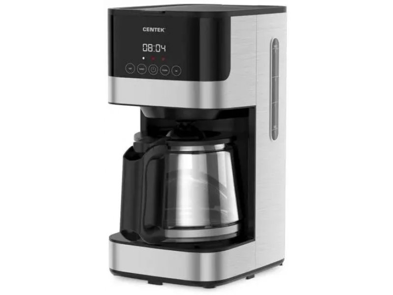 Centek CT-1150 капельная кофеварка серебристо-чёрный корпус сенсорное управление