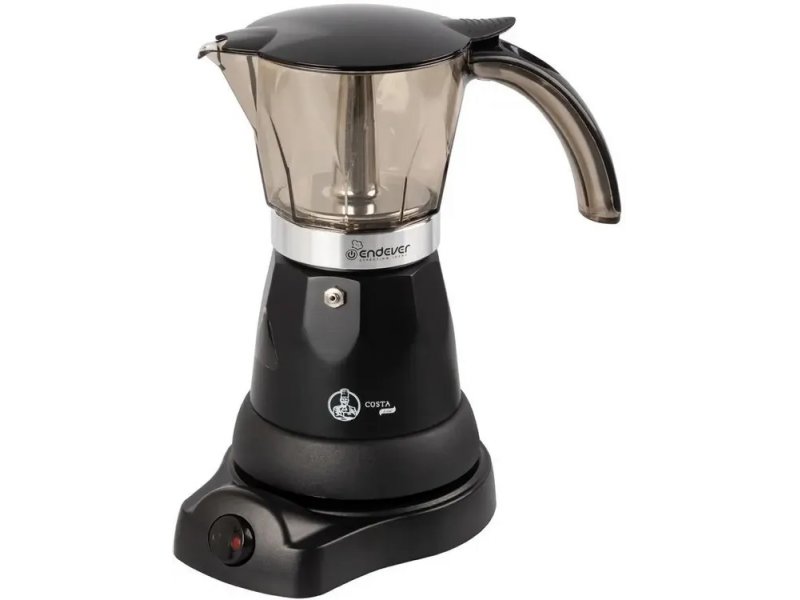 Endever Costa-1020 гейзерная кофеварка на электрической подставке, вид спереди