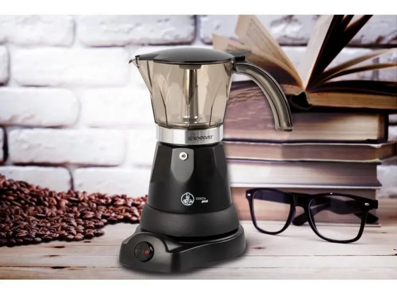 Кофеварка Endever Costa-1020 алюминий/черный Кофеварка Endever Costa-1020 алюминий/черный