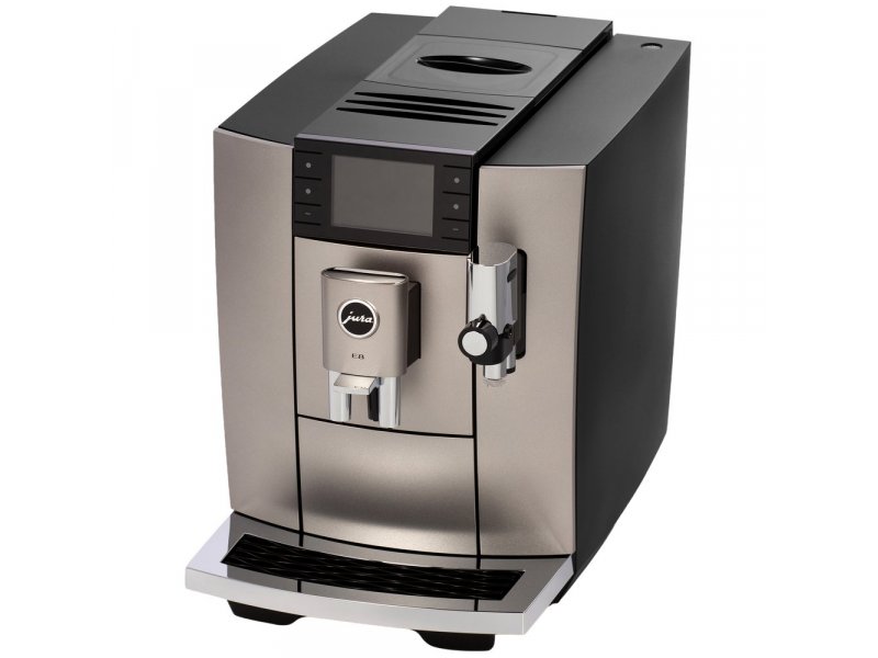 Jura E8 Midnight Silver серебристый вид спереди дисплей выключен