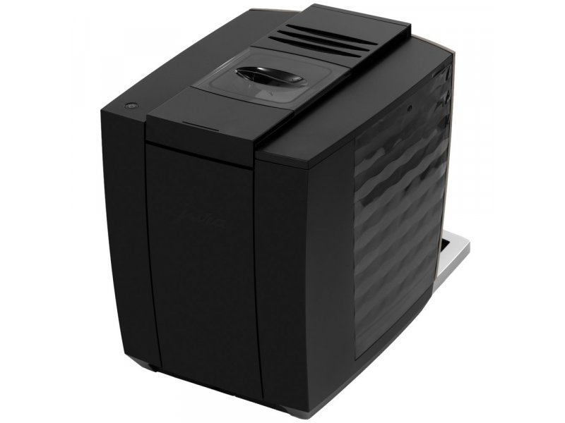 Jura E8 Midnight Silver вид сбоку и сзади текстурированный корпус компактный профиль