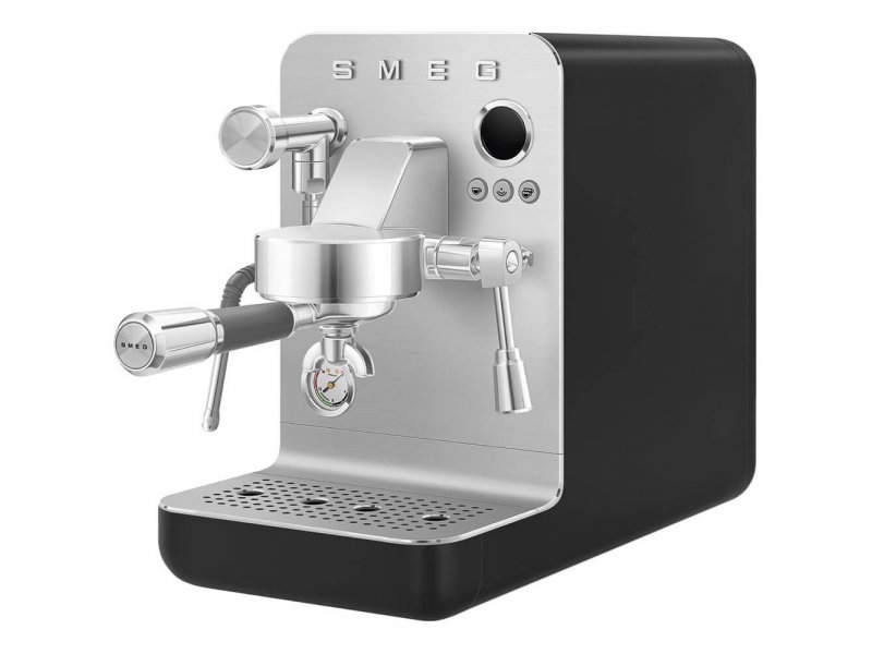 Smeg EMC02BLMEU — боковой вид слева, паровая трубка и каплесборник