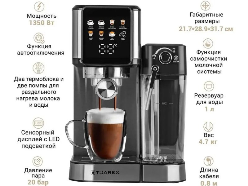 Кофеварка Tuarex TK-1265 черный/стальной