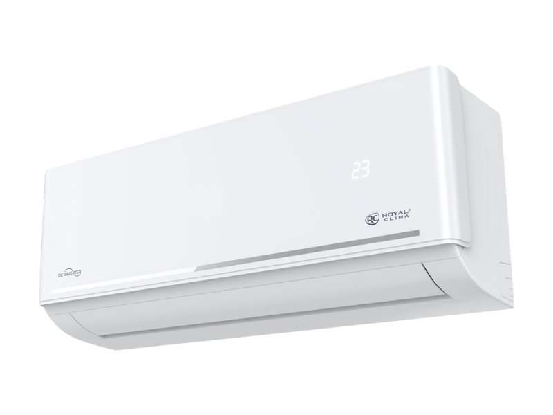 Royal Clima RCI-FCE24HN боковой вид внутреннего блока тонкий корпус серебристая полоса дизайн