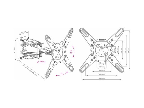 Наклонно-поворотный кронштейн Kromax ATLANTIS-45 White Наклонно-поворотный кронштейн Kromax ATLANTIS-45 White