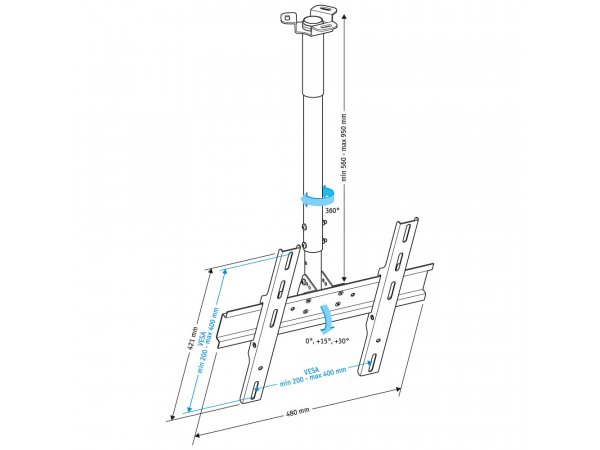 Кронштейн потолочный Holder PR-101 white