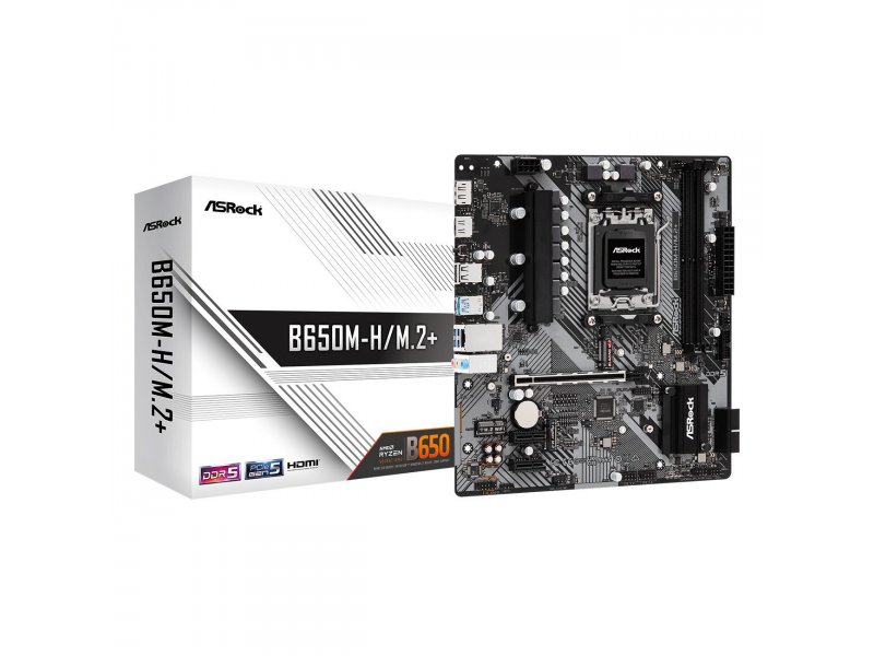 Материнская плата ASRock B650M-H/M.2+, Socket AM5, AMD B650, mATX, RTL Материнская плата ASRock B650M-H/M.2+, Socket AM5, AMD B650, mATX, RTL