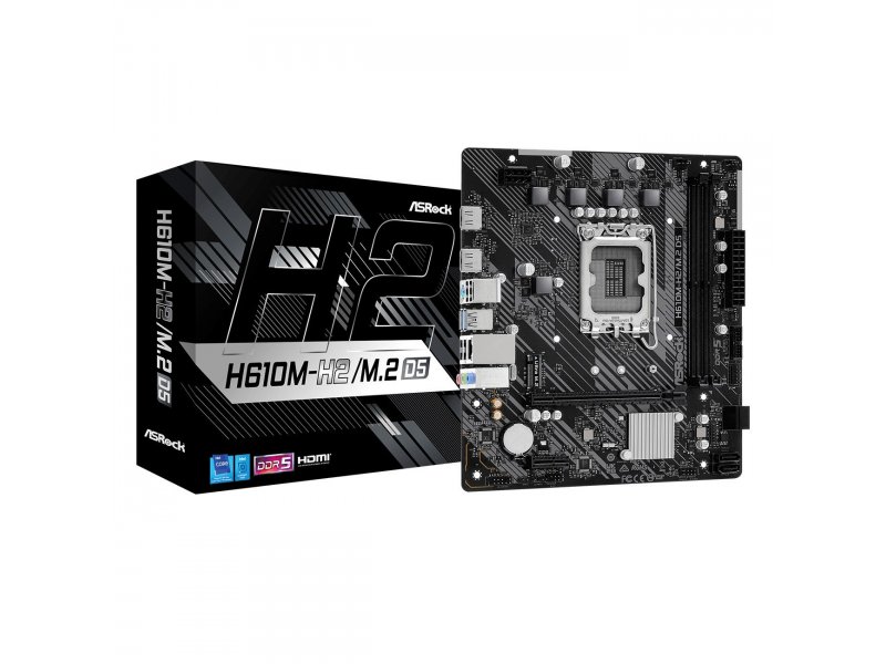 Материнская плата ASRock H610M-H2/M.2 D5, Socket LGA 1700, Intel H610, mATX, RTL