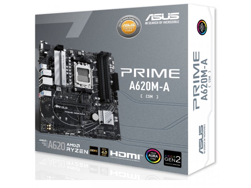 Материнская плата Asus Prime A620M-A-CSM, Socket AM5, AMD A620, mATX, RTL [90MB1F10-M0EAYC]
