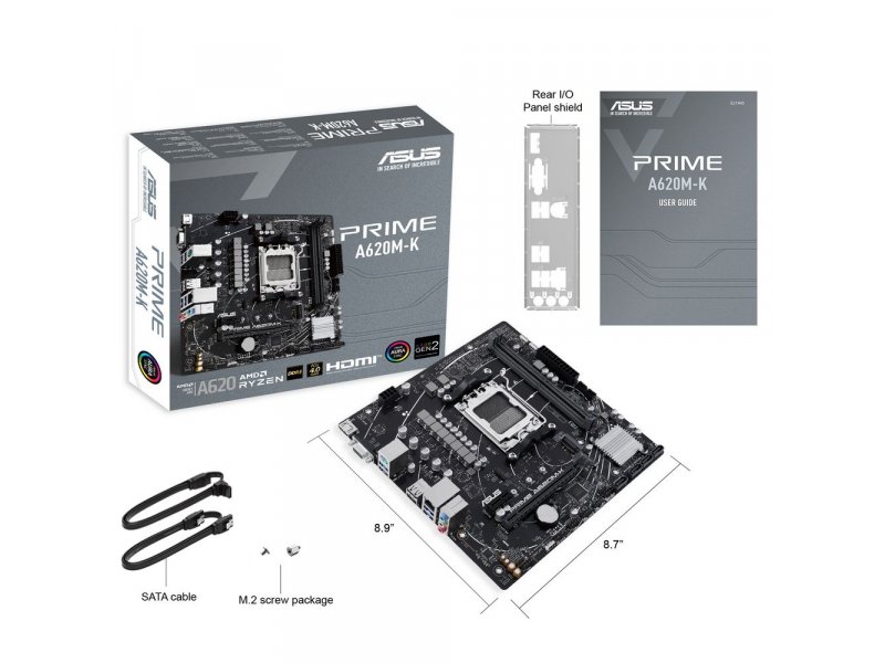 Материнская плата Asus Prime A620M-K, Socket AM5, AMD A620, mATX, RTL [90MB1F40-M0EAY0]