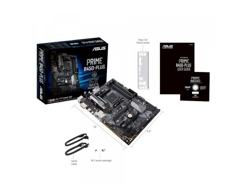 Материнская плата Asus Prime B450-plus, Socket AM4, AMD B450, ATX, RTL [90MB0YN0-M0EAY0]