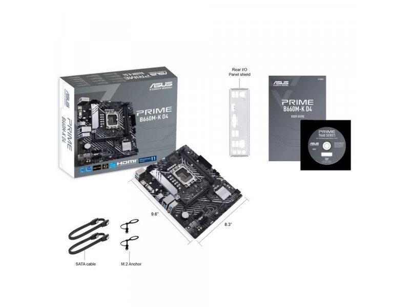 Материнская плата Asus Prime B660M-K D4, Socket LGA 1700, Intel B660, mATX, RTL [90MB1950-M1EAY0]