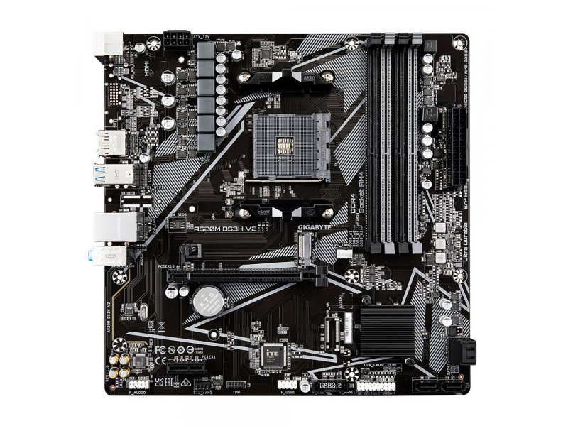 Материнская плата Gigabyte A520M DS3H V2, Socket AM4, AMD A520, mATX, RTL