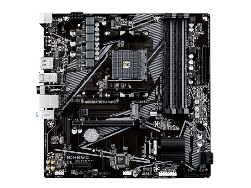 Материнская плата Gigabyte A520M DS3H WF6E, Socket AM4, AMD A520, mATX, RTL