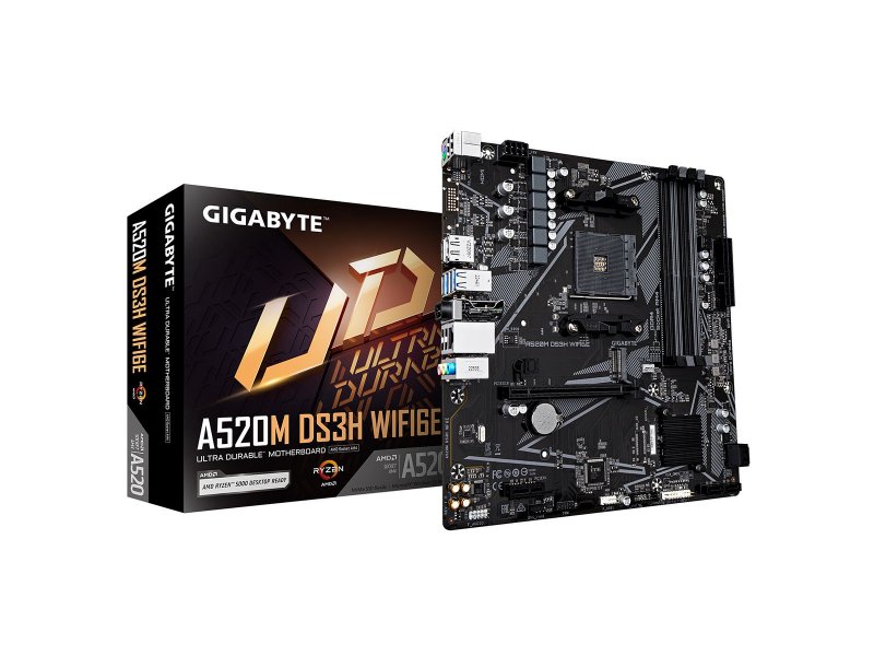 Материнская плата Gigabyte A520M DS3H WF6E, Socket AM4, AMD A520, mATX, RTL Материнская плата Gigabyte A520M DS3H WF6E, Socket AM4, AMD A520, mATX, RTL