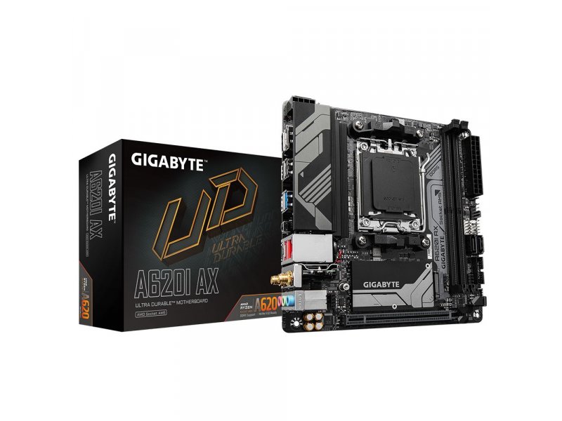 Материнская плата Gigabyte A620I AX, Socket AM5, AMD A620, mATX, RTL Материнская плата Gigabyte A620I AX, Socket AM5, AMD A620, mATX, RTL