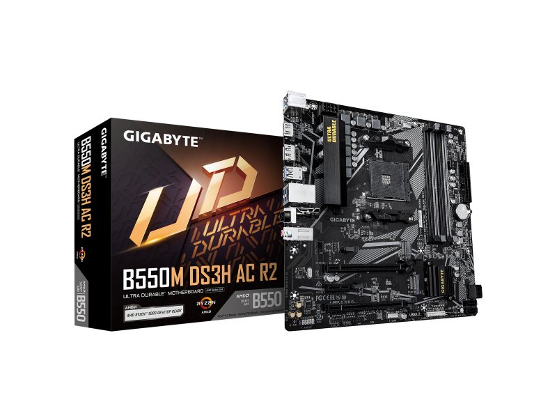 Материнская плата Gigabyte B550M DS3H AC R2, Socket AM4, AMD B550, mATX, RTL