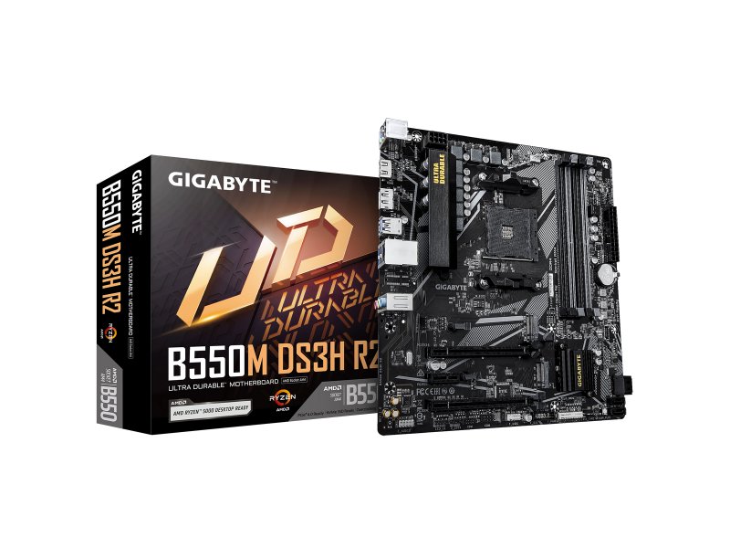 Материнская плата Gigabyte B550M DS3H R2, Socket AM4, AMD B550, mATX, RTL
