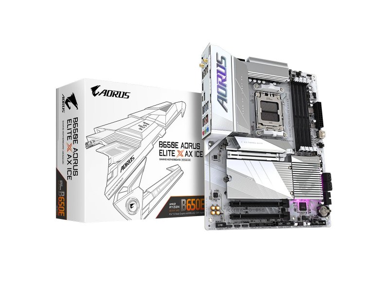 Материнская плата Gigabyte B650e Aorus Elite X Ax Ice, Socket AM5, AMD B650, ATX, RTL Материнская плата Gigabyte B650e Aorus Elite X Ax Ice, Socket AM5, AMD B650, ATX, RTL