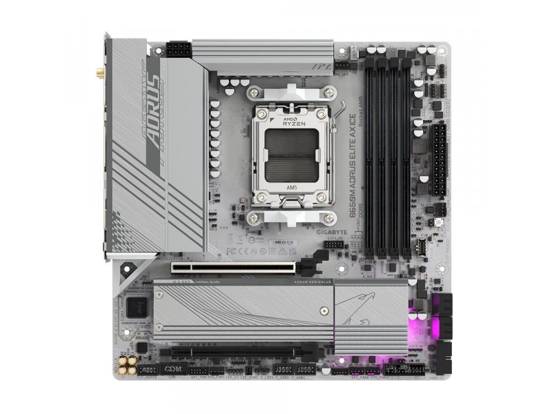 Материнская плата Gigabyte B650m Aorus Elite Ax Ice, Socket AM5, AMD B650, mATX, RTL