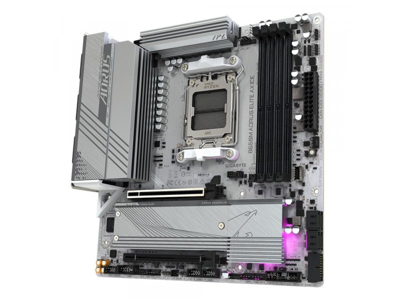 Материнская плата Gigabyte B650m Aorus Elite Ax Ice, Socket AM5, AMD B650, mATX, RTL
