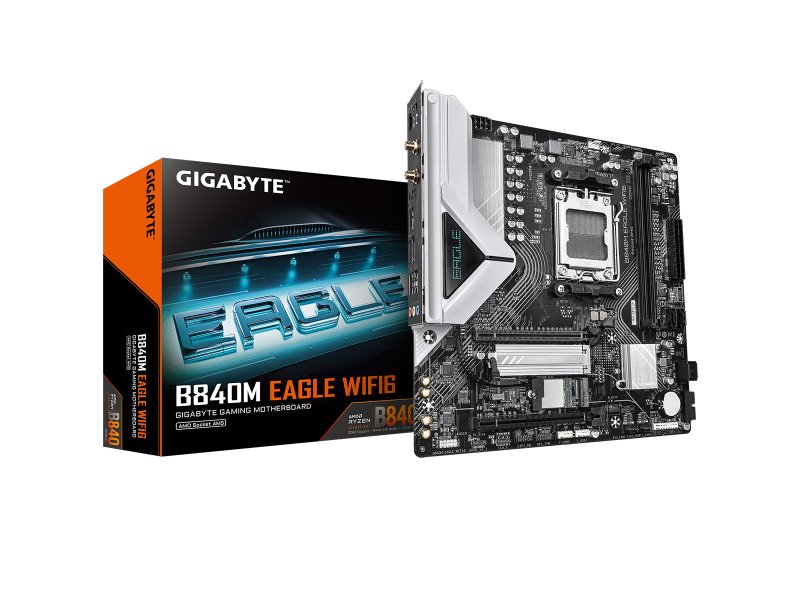 Материнская плата Gigabyte B840M Eagle Wifi6, Socket AM5, AMD B840, mATX, RTL Материнская плата Gigabyte B840M Eagle Wifi6, Socket AM5, AMD B840, mATX, RTL