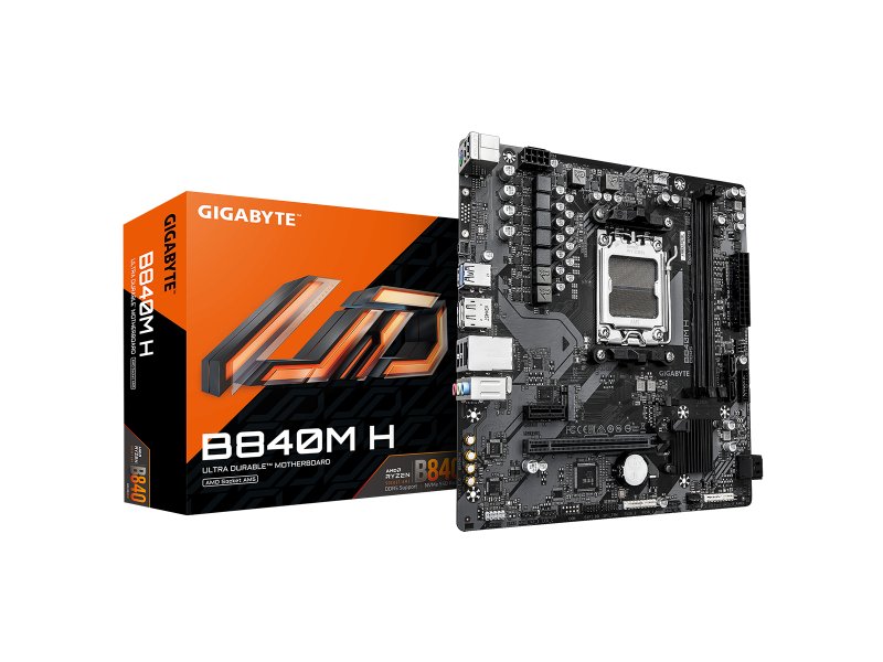 Материнская плата Gigabyte B840M H, Socket AM5, AMD B840, mATX, RTL