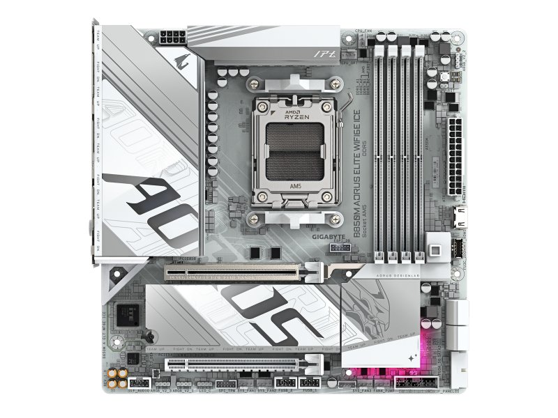 Материнская плата Gigabyte B850m Aorus Elite Wifi6e Ice, Socket AM5, AMD B850, mATX, RTL
