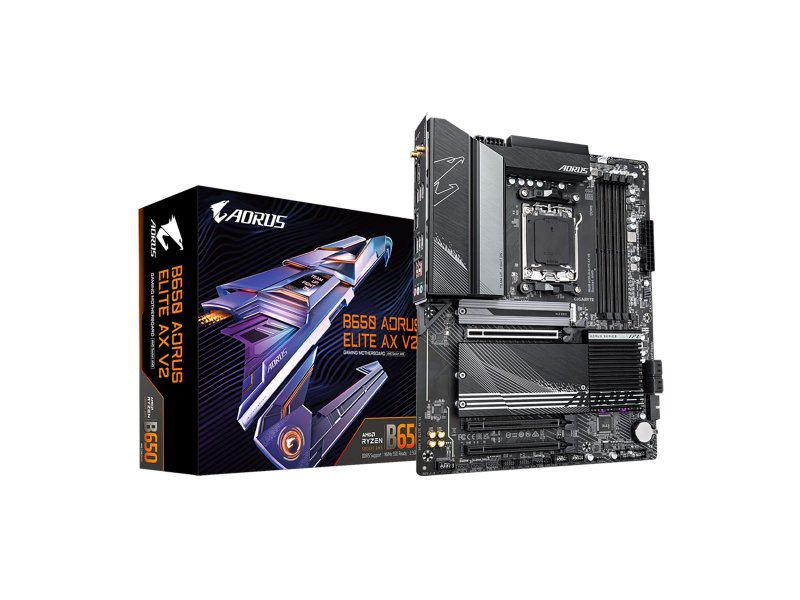 Материнская плата Gigabyte Bad Pack B650 Aorus Elite Ax V2, Socket AM5, AMD B650, ATX, RTL Материнская плата Gigabyte Bad Pack B650 Aorus Elite Ax V2, Socket AM5, AMD B650, ATX, RTL