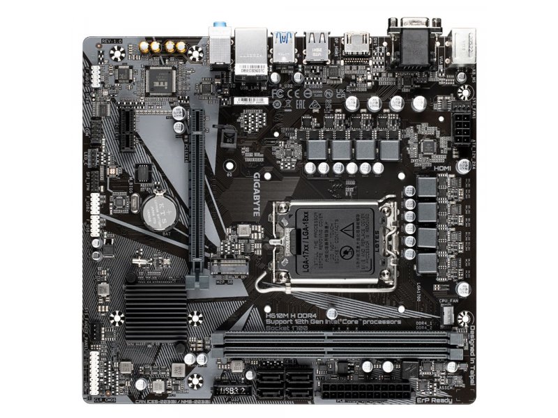 Материнская плата Gigabyte H610M H DDR4, Socket LGA 1700, Intel H610, mATX, RTL Материнская плата Gigabyte H610M H DDR4, Socket LGA 1700, Intel H610, mATX, RTL