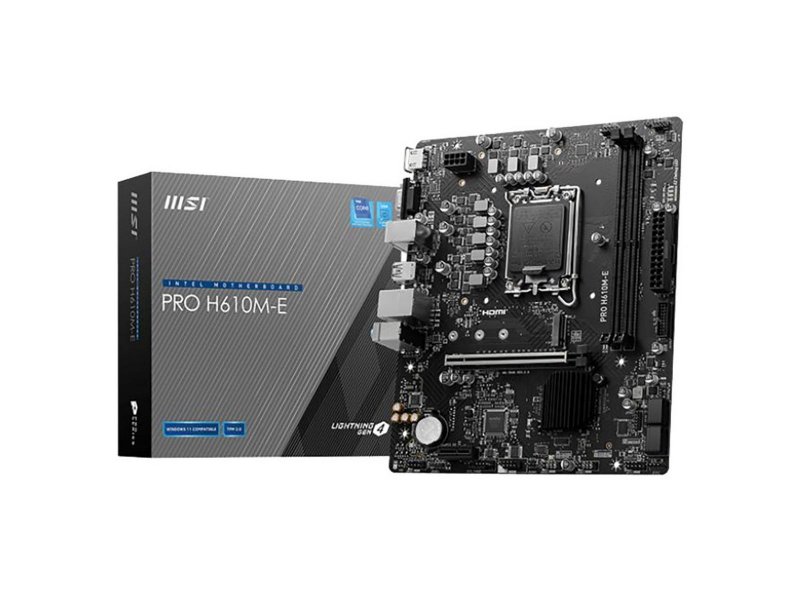 Материнская плата MSI Pro H610M-E, Socket LGA 1700, Intel H610, mATX, RTL Материнская плата MSI Pro H610M-E, Socket LGA 1700, Intel H610, mATX, RTL