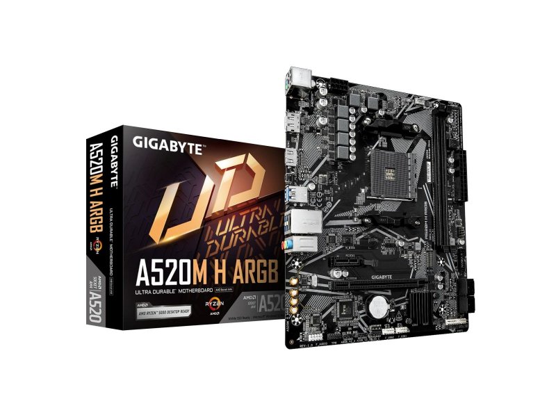 Материнская плата Gigabyte Ultra Durable A520M H ARGB, Socket AM4, AMD A520, mATX, RTL Материнская плата Gigabyte Ultra Durable A520M H ARGB, Socket AM4, AMD A520, mATX, RTL