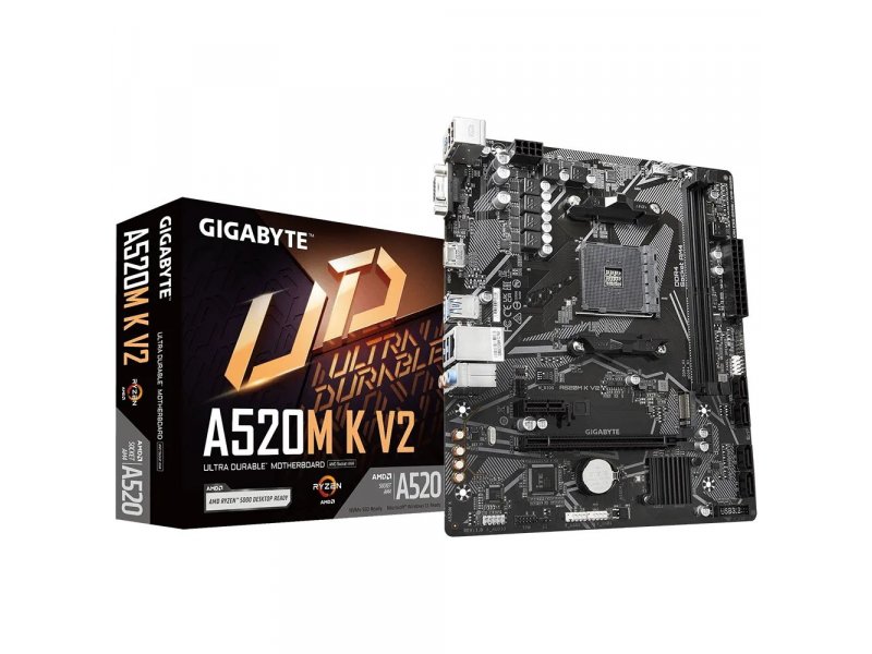 Материнская плата Gigabyte Ultra Durable A520M K V2, Socket AM4, AMD A520, mATX, RTL Материнская плата Gigabyte Ultra Durable A520M K V2, Socket AM4, AMD A520, mATX, RTL