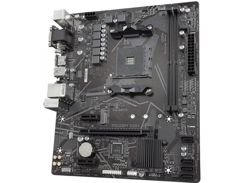 Материнская плата Gigabyte Ultra Durable A520M S2H, Socket AM4, AMD A520, mATX, RTL