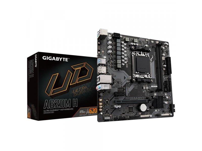 Материнская плата Gigabyte Ultra Durable A620M H, Socket AM5, AMD A620, mATX, RTL Материнская плата Gigabyte Ultra Durable A620M H, Socket AM5, AMD A620, mATX, RTL