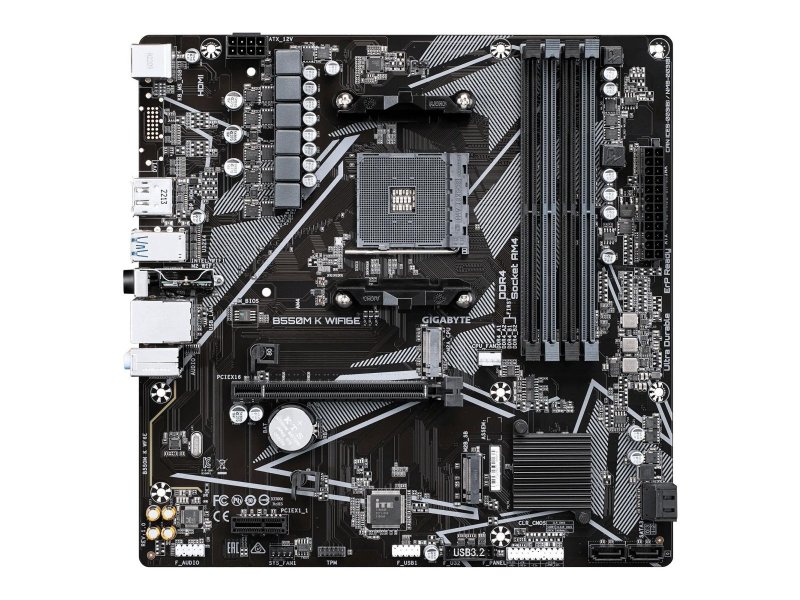 Материнская плата Gigabyte Ultra Durable B550M K WF6E, Socket AM4, AMD B550, mATX, RTL