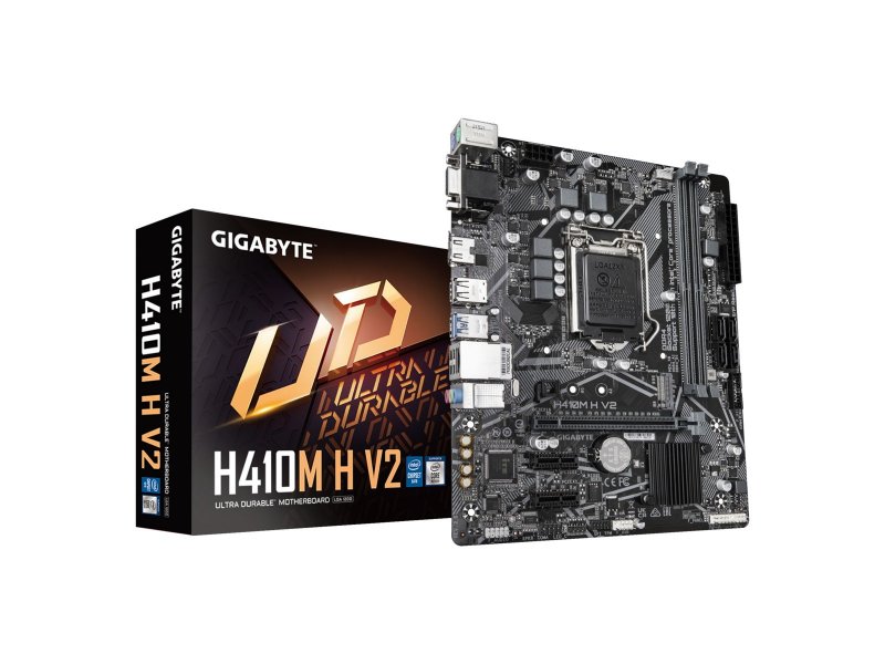 Материнская плата Gigabyte Ultra Durable H410M H V2 2.1, Socket LGA 1200, Intel Q470, mATX, RTL Материнская плата Gigabyte Ultra Durable H410M H V2 2.1, Socket LGA 1200, Intel Q470, mATX, RTL